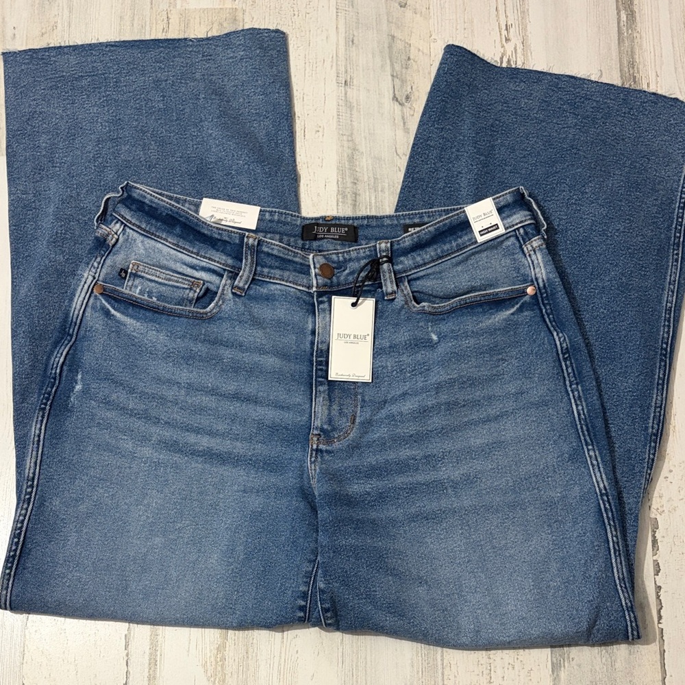 Judy Blue Indigo Rush High Rise Wide Leg Distressed Jeans Size 16W - Picture 8 of 16
